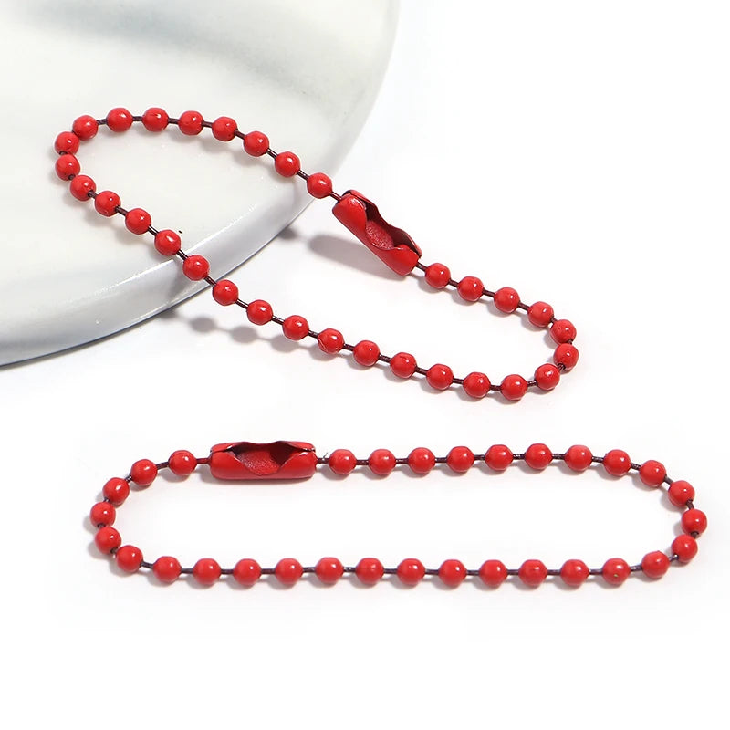 100pcs/lot DIY Ball Bead Chains Sliver Colorful Key Chain Dolls Label Hand Tag Connector for Jewelry Making Pendant Accessories