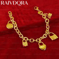 18K Gold Plated Heart Square Circular Roman Numeral Petal Lock Bracelet For Women's Fashion Jewelry Exquisite Gifts
