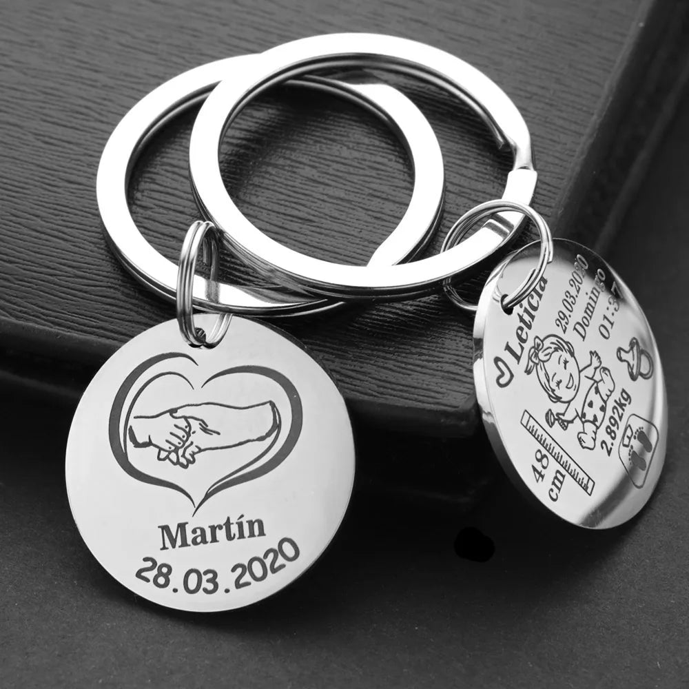 Customized Personalized Baby Keychain Boys Girls Name Birth Weight Newborn Commemorate for New Mom Dad Gift Keyring P026_C