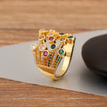 Nidin Light Luxury Colourful/White Crystal Zircon Open Rings For Female Male Exaggerated Personality Adjustable Finger Jewelry