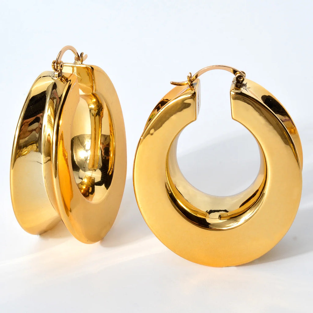 Dubai Smooth Chunky Big Earrings Exaggerated Statements Luxury Large Ear Jewelry For African Wedding Party  Bridal Gifts