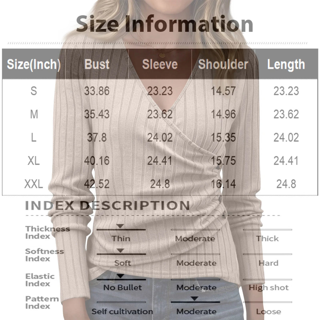 Women Daily Comfortable Pullover Casual Long Sleeve V Neck Solid Color Top Female Spring Outdoor Daily Fashion Cozy Clothes