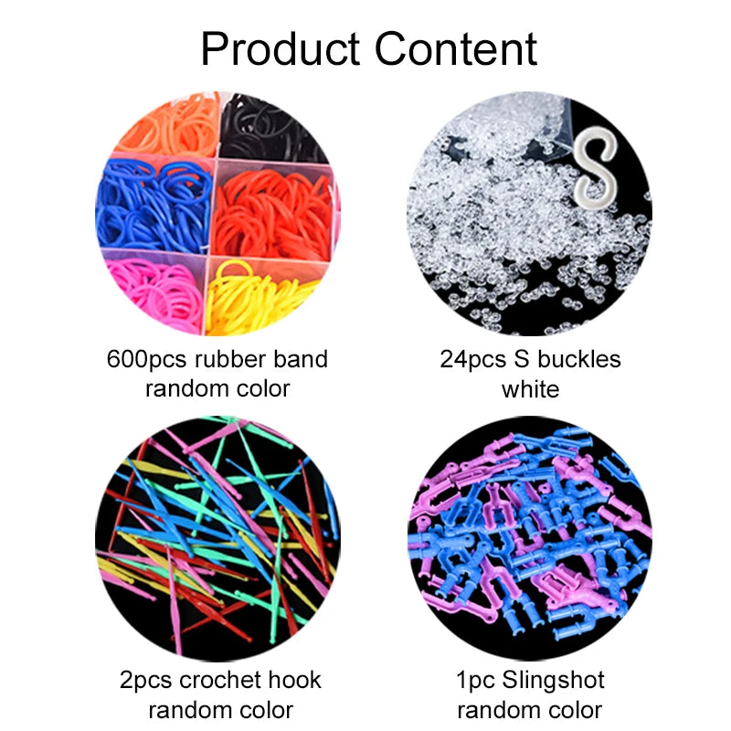Rope Weaving Kit with Cute Storage Box Handicrafts Friendship Bracelet Making Rubber Band DIY Material Pack Loom Bands Kit TMZ