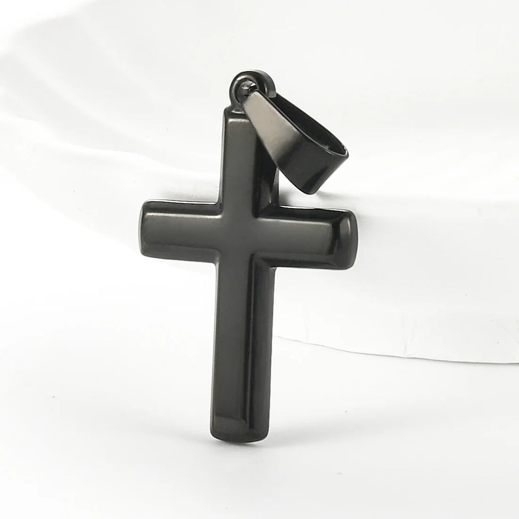 Simple Christian Stainless Steel Cross Pendant For Chain Necklace Women Men Minimalist Prayer Choker DIY Jewelry Accessories