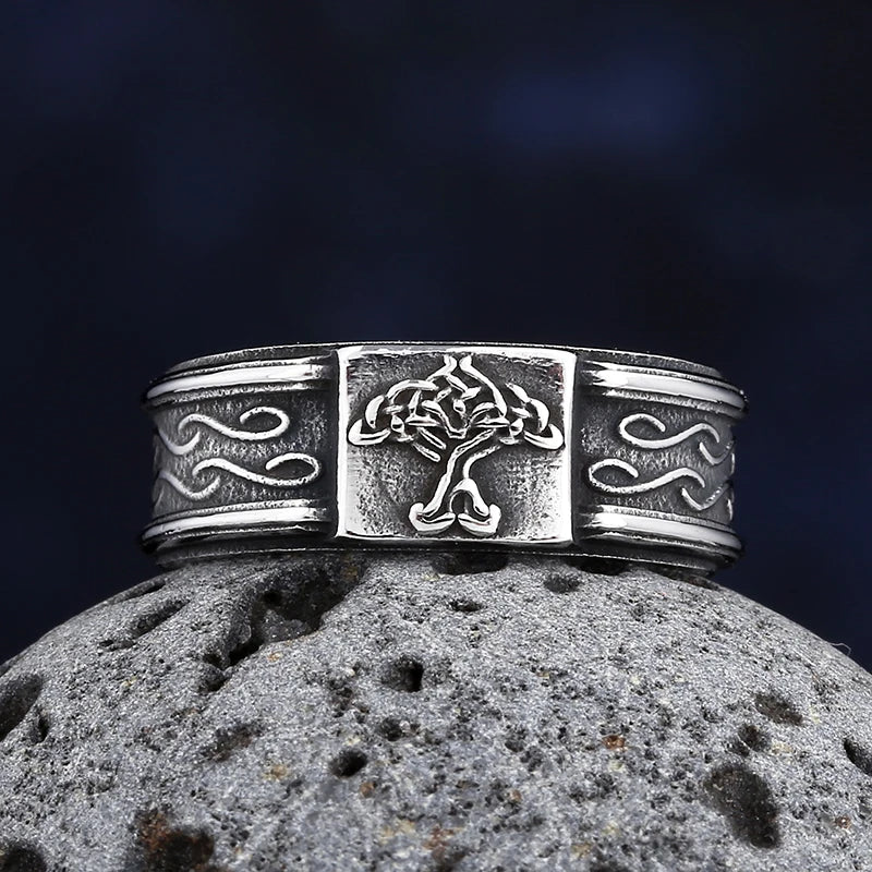 Nordic Tree Of life&Celtic Knot Rings For Men Women Stainless Steele Vintage Ring Punk Biker Amulet Viking  Jewelry Couple Gift