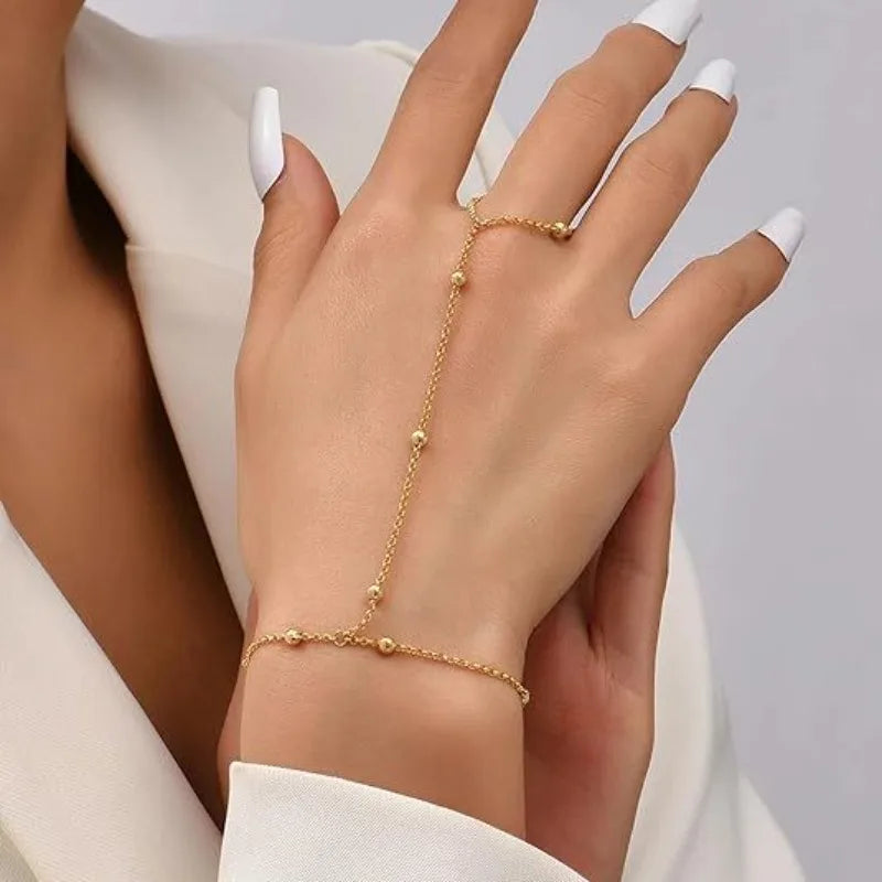 Unique Gold Silver Finger Chain Women’s Trendy Minimalist Delicate Knuckle Chain Jewelry