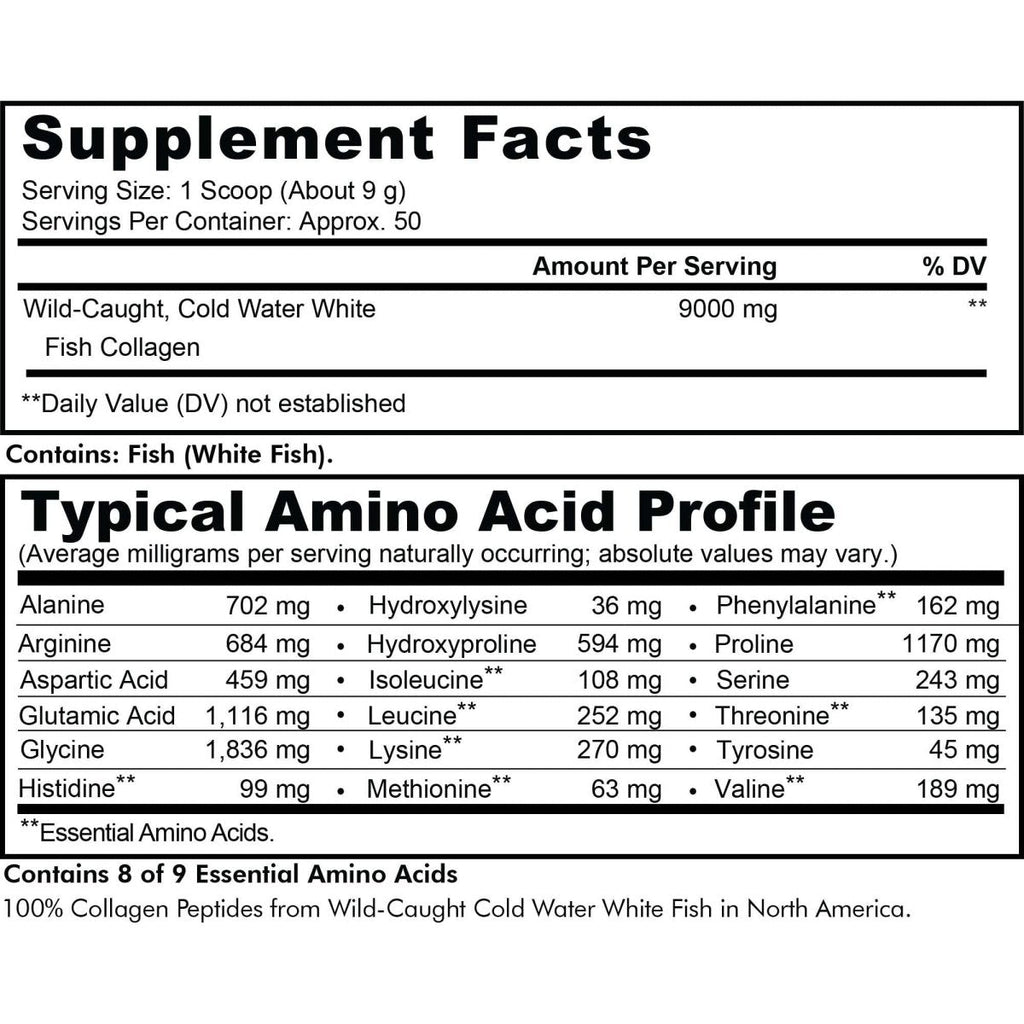 Codeage - Wild Caught Marine Collagen Peptides Hydrolyzed Powder Unflavored - 15.87 oz.