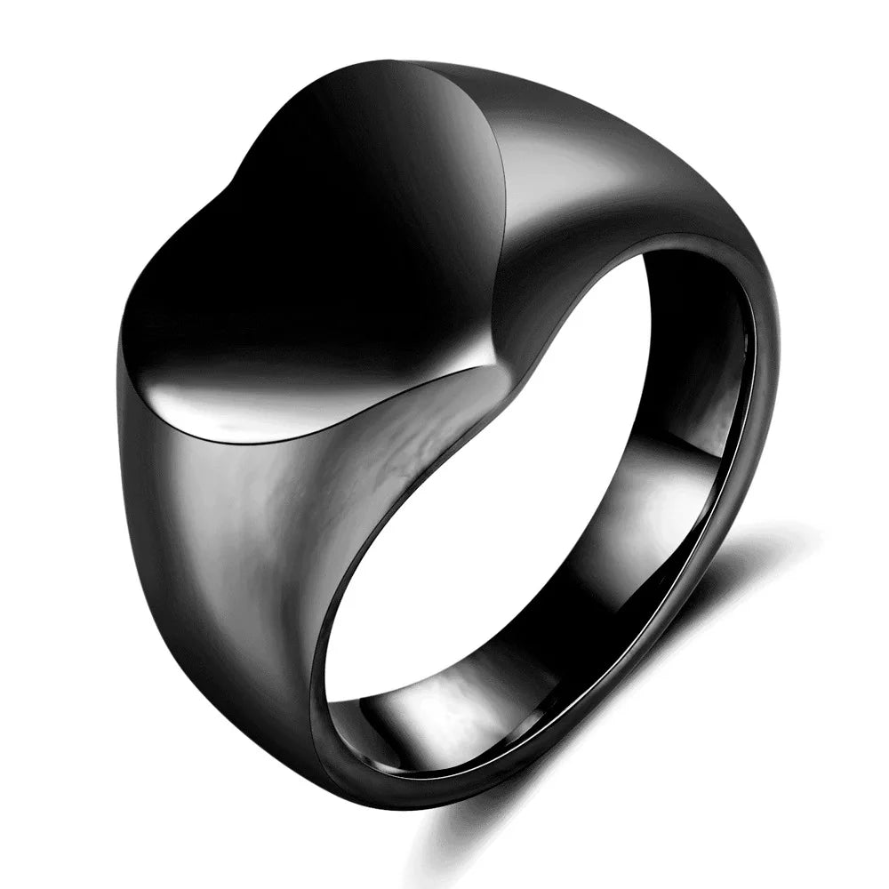 Custom Engraved Picture Logo Name Heart Round Rings for Man Woman Stainless Steel Wedding Rings Personalized Photo Jewelry Gifts