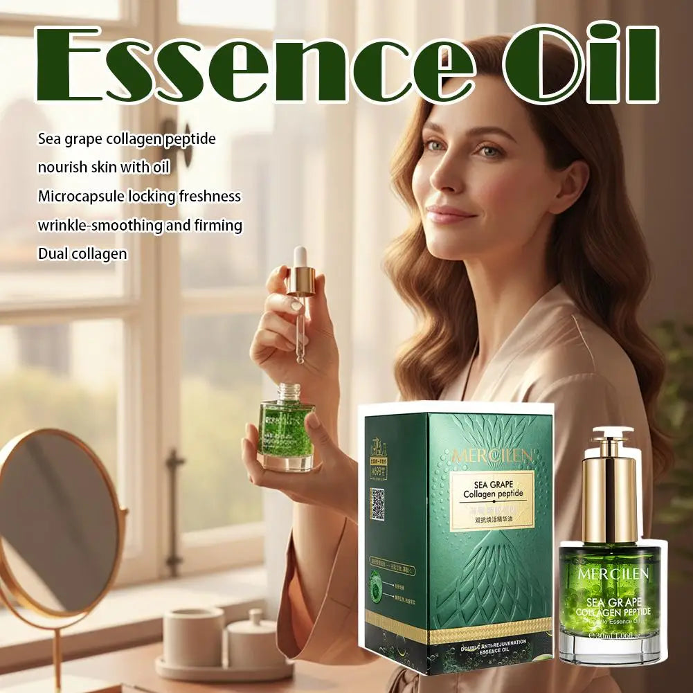 Sea Grape Collagen Peptide Double Essence Oil Facial Care Tightening Moisturizing Brightening Face Serum Korean skin care