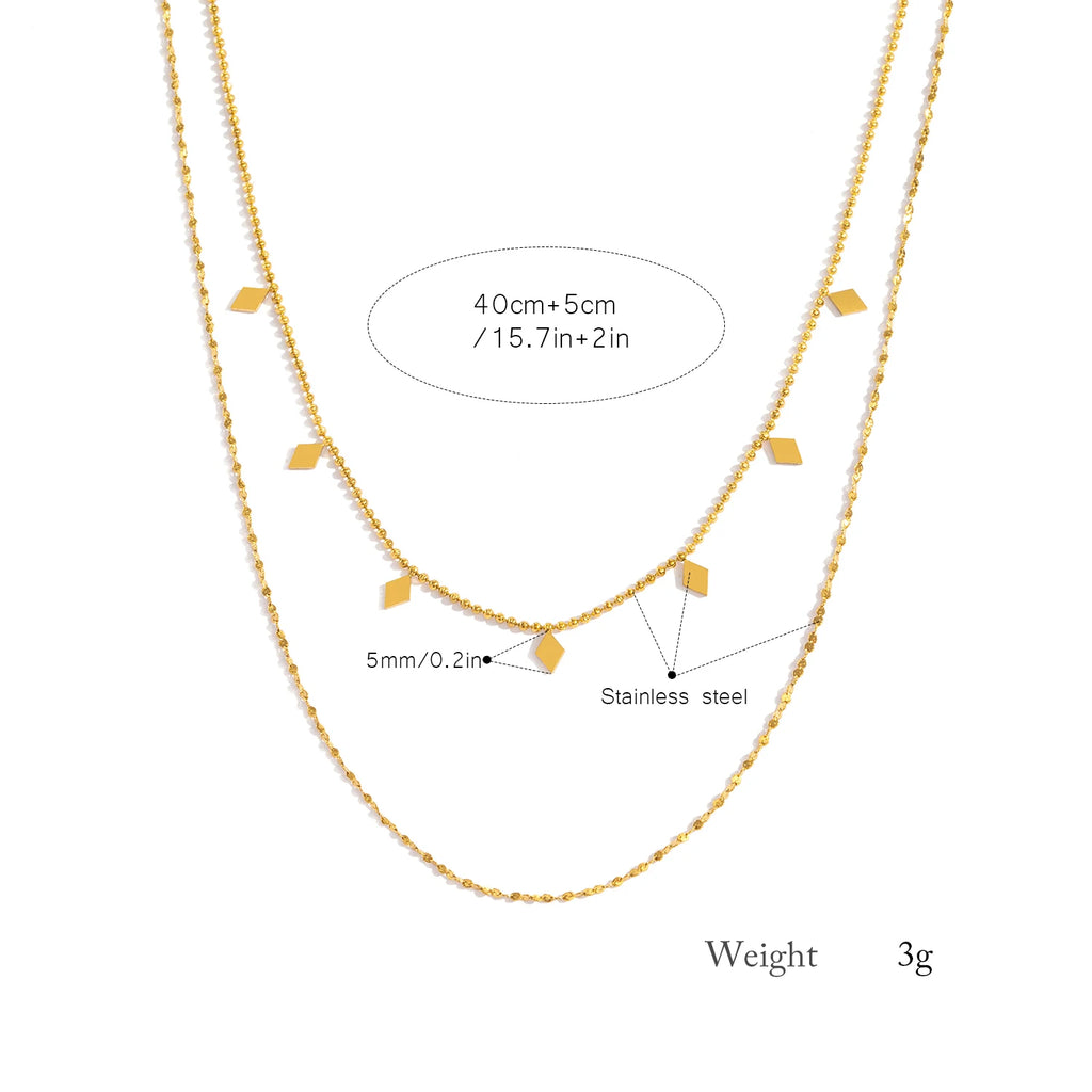 Double Layer Necklace for Women - 18K Gold Plated Stainless steel Chains, Lightweight Tangle-Free Everyday & Party Jewelry Gift