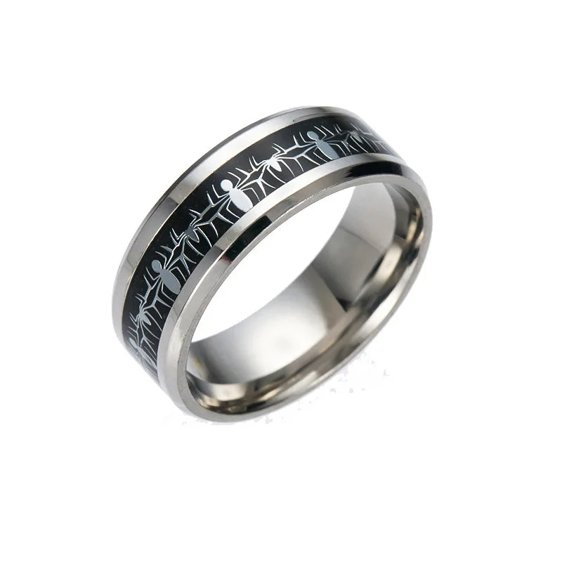 Stainless Steel Cool Spider Pattern Inlay Women Man Rings for Teens Boy Encourage Faith Gift Jewelry