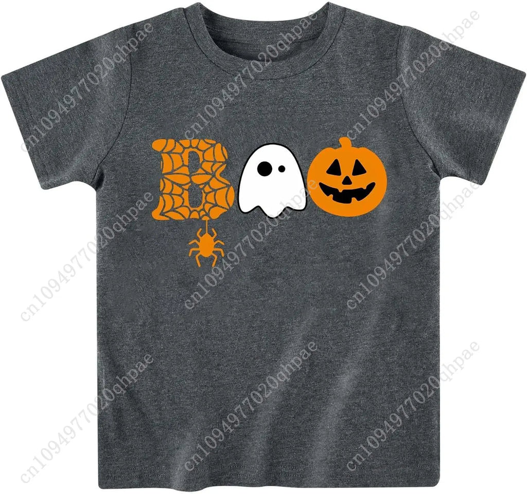 Toddler Boy Girls Halloween Shirt Pumpkin Ghost Tops Kids Outfits Short Sleeve Tshirt