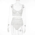 Lingerie Set With Garter High Quality White Elegant Lace Sweet Girls Lingerie Set Sexy Hot White Color Underwear
