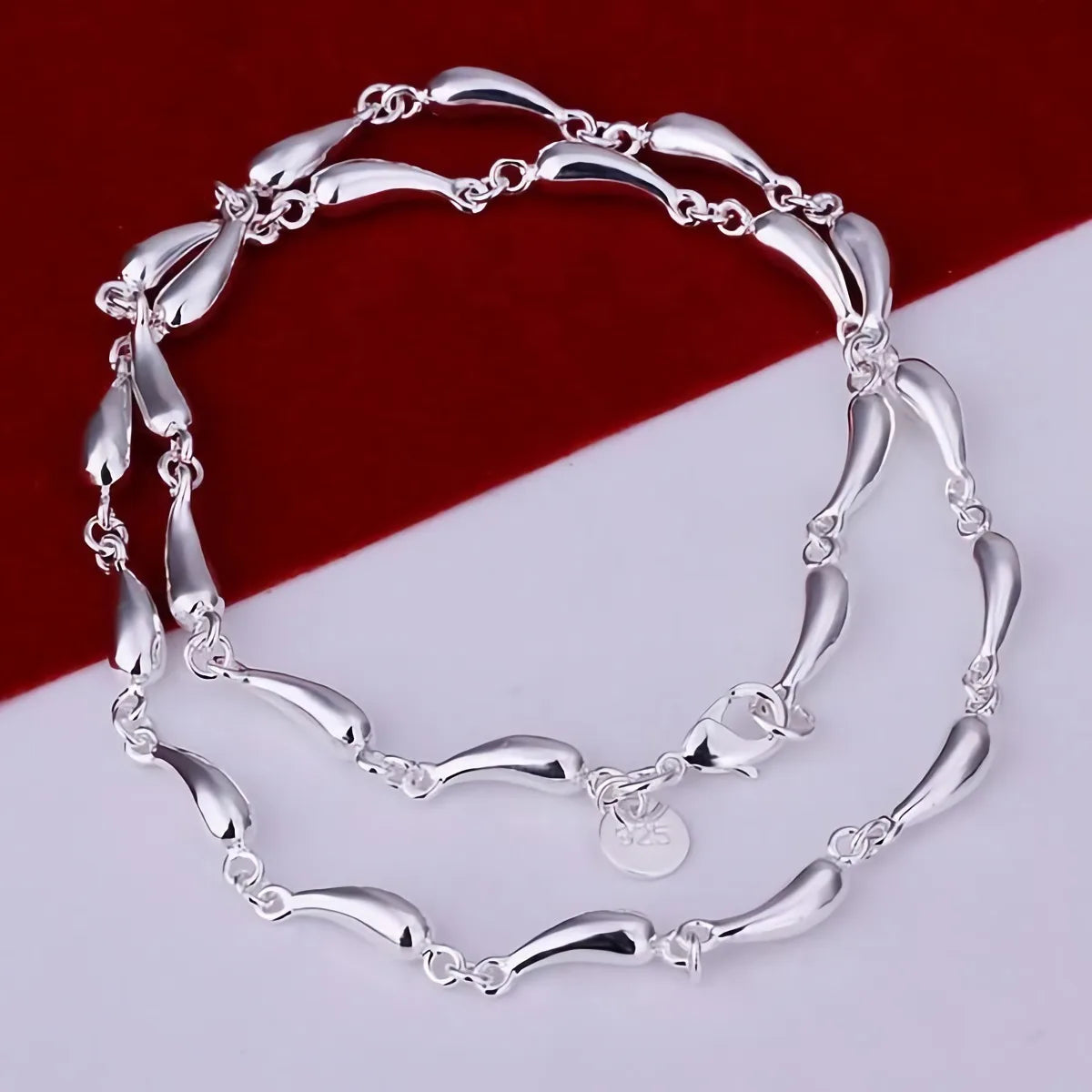 New 925 stamped silver Plated water drop chain necklaces earrings bracelets Fashion jewelry set for women wedding Accessories
