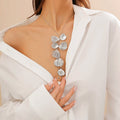 PuRui 2024 Trendy Petal Charm Tassel Necklace for Women Long Neck Chain Pendant Choker Jewelry Collar Elegant Ladies Party Gifts