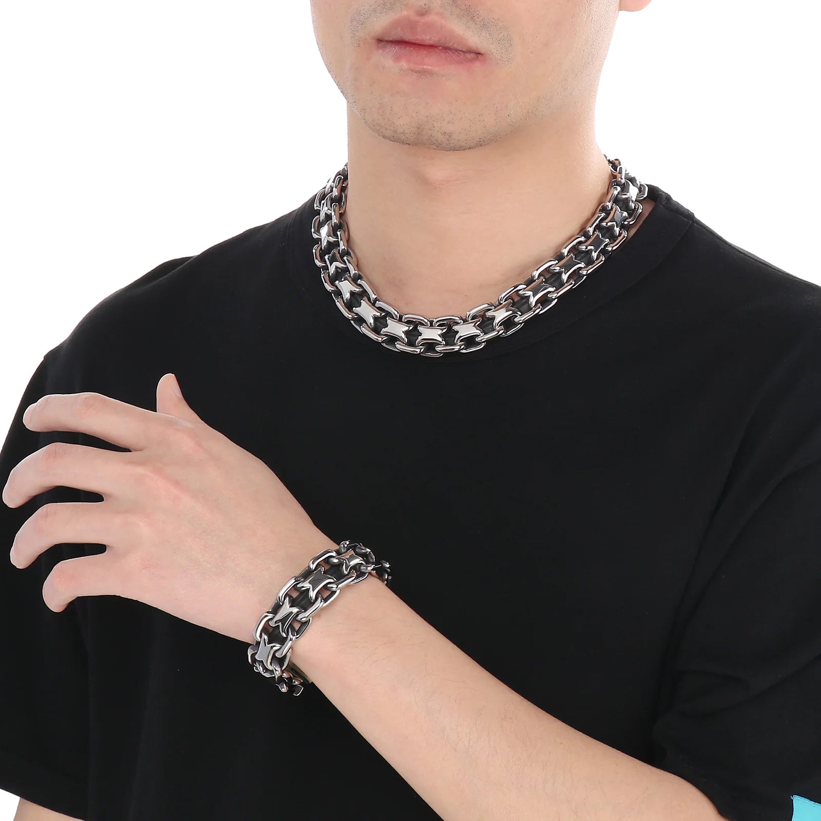 20mm Vintage Cast Handmade Chain Bracelet & Necklace For Men - Stainless Steel 316L - KS216369-KJX
