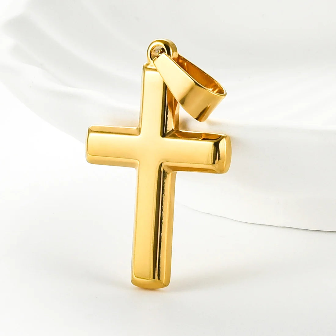 Simple Christian Stainless Steel Cross Pendant For Chain Necklace Women Men Minimalist Prayer Choker DIY Jewelry Accessories