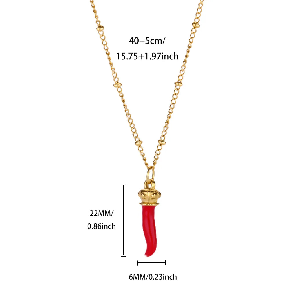 Free Shipping Vintage Chili Pendant Necklaces For Women Stainless Steel Chain Collar Necklace 2025 New Summer Beach Jewelry