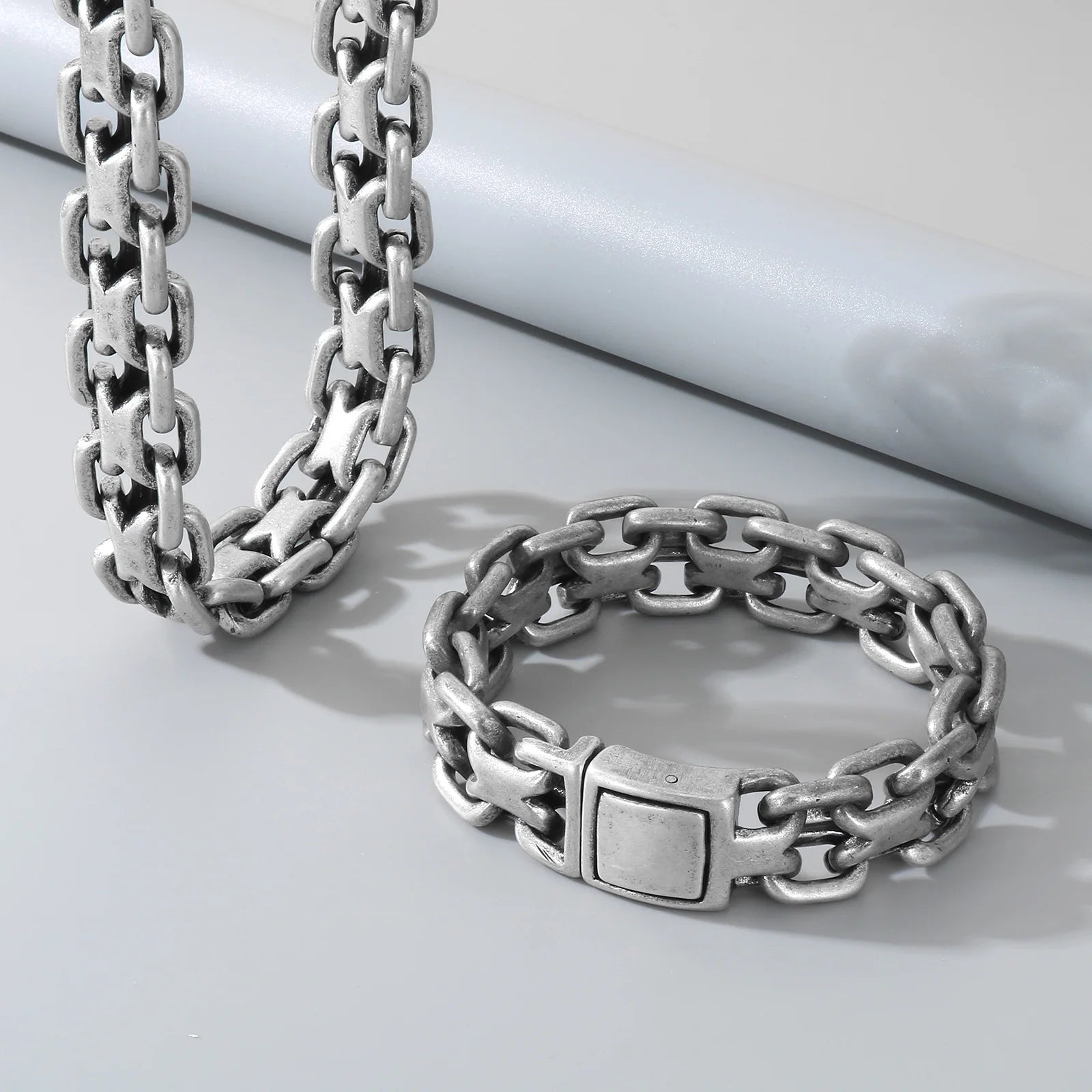 20mm Vintage Cast Handmade Chain Bracelet & Necklace For Men - Stainless Steel 316L - KS216369-KJX