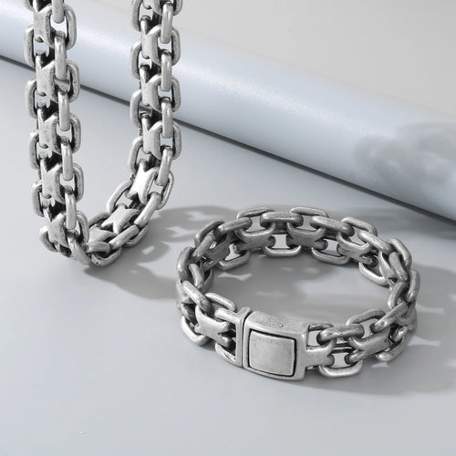 20mm Vintage Cast Handmade Chain Bracelet & Necklace For Men - Stainless Steel 316L - KS216369-KJX