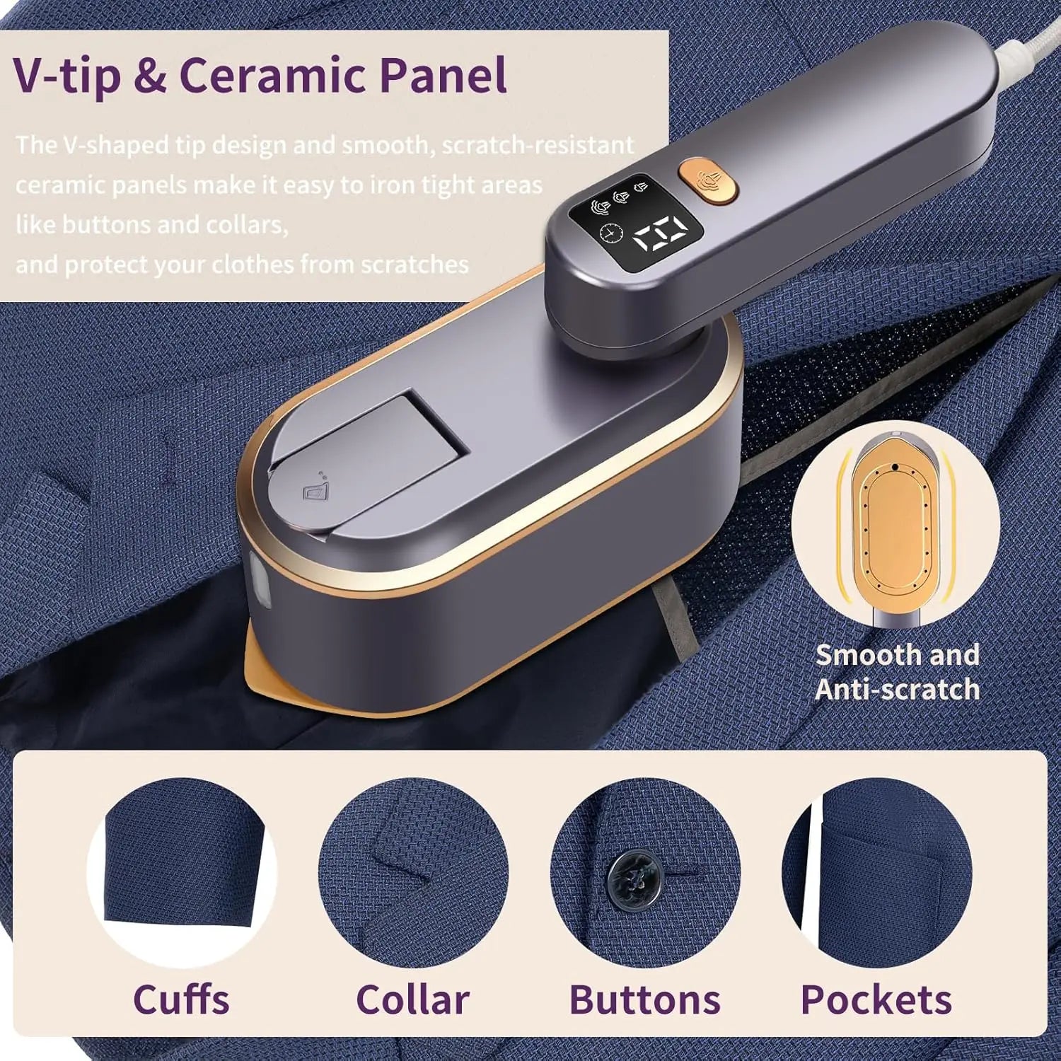 Handheld Garment Steamer for Travel –1200W Portable Steam Iron with 180° Rotating Handle, 3 Modes, 150ml Water Tank Fast Heating