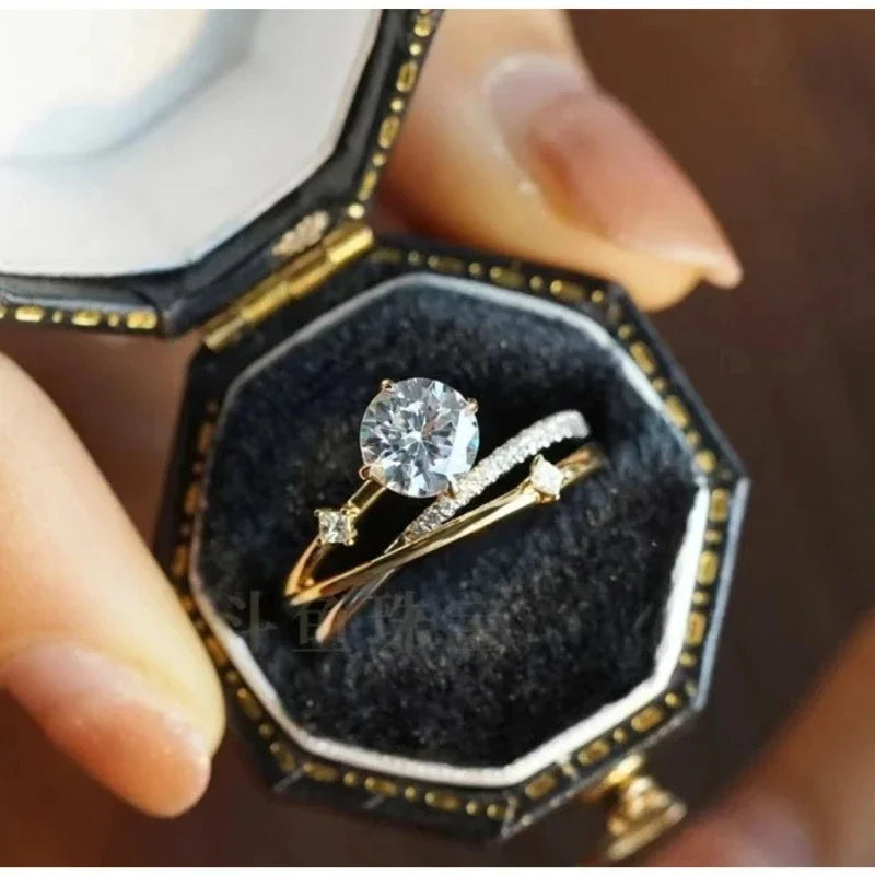 Кольцо Женское Rings of Saturn Jewelry Silver for Women Romantic Color Moissanite Wedding Rings Gold Flash 1 Pcs