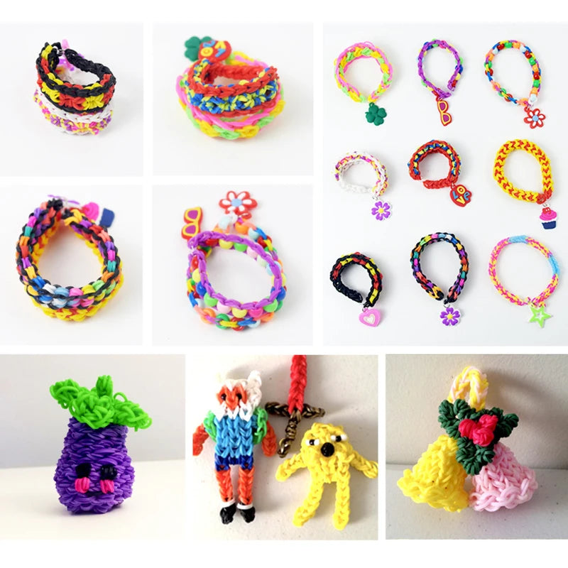 Rope Weaving Kit with Cute Storage Box Handicrafts Friendship Bracelet Making Rubber Band DIY Material Pack Loom Bands Kit TMZ