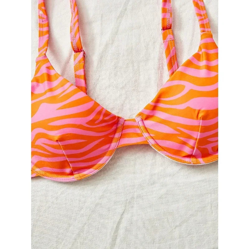 New summer vacation leopard print bikini set, summer vacation beach swimming bikini setcv