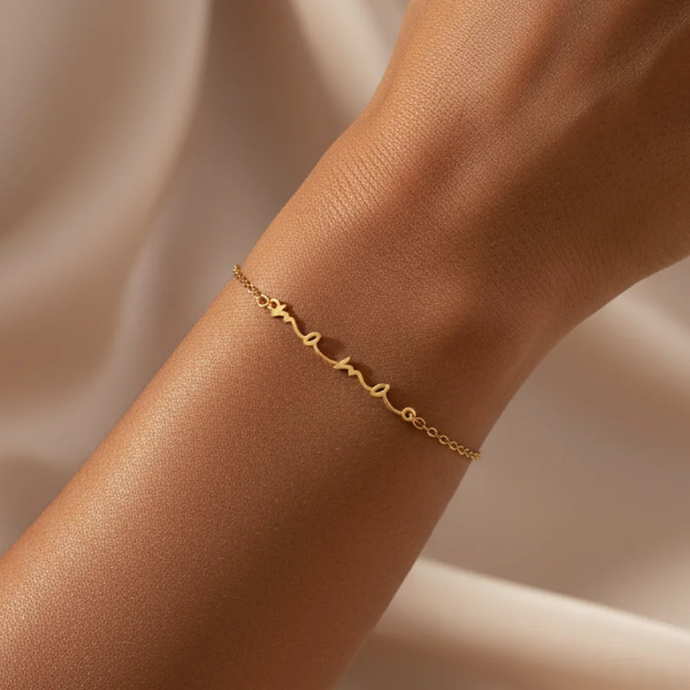 DGIDDK Stainless Steel Mama Letter Pendant Bracelet Elegant And Sophisticated Mother's Day Gift Fashionable Bracelet For Women