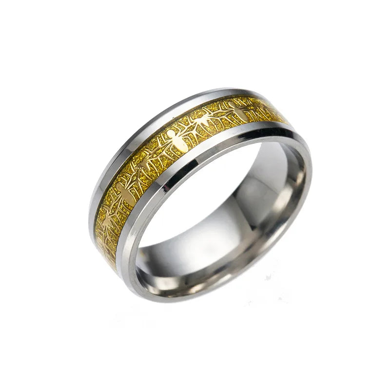 Stainless Steel Cool Spider Pattern Inlay Women Man Rings for Teens Boy Encourage Faith Gift Jewelry