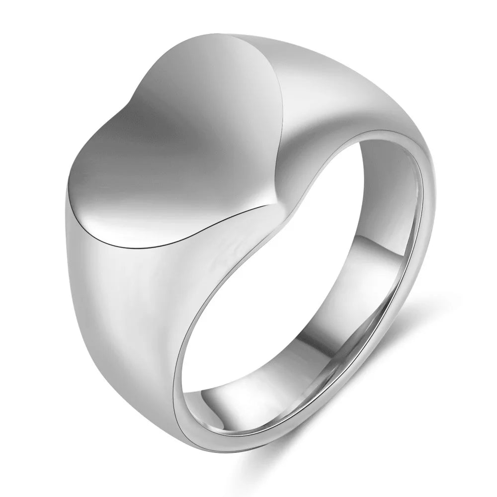 Custom Engraved Picture Logo Name Heart Round Rings for Man Woman Stainless Steel Wedding Rings Personalized Photo Jewelry Gifts