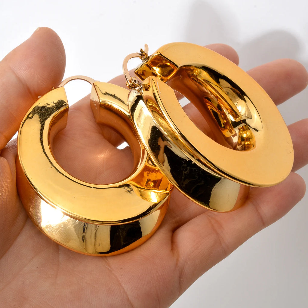 Dubai Smooth Chunky Big Earrings Exaggerated Statements Luxury Large Ear Jewelry For African Wedding Party  Bridal Gifts