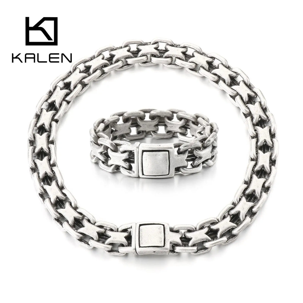 20mm Vintage Cast Handmade Chain Bracelet & Necklace For Men - Stainless Steel 316L - KS216369-KJX